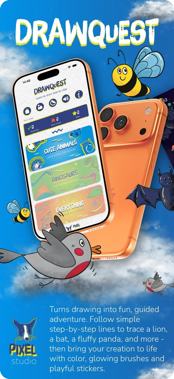 DrawQuest iPhone screenshot 1 - step-by-step tracing